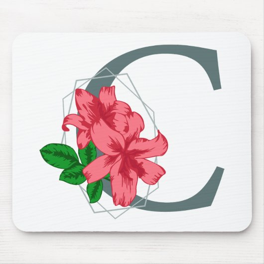 Hauptstadt Buchstabe C florale Monogramm Mousepad (Vorne)