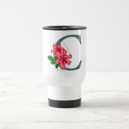 Hauptstadt Buchstabe C florale Monogramm Reisebecher (Mittel)