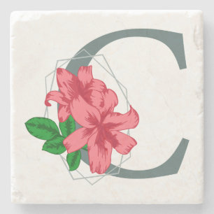 Hauptstadt Buchstabe C florale Monogramm Steinuntersetzer