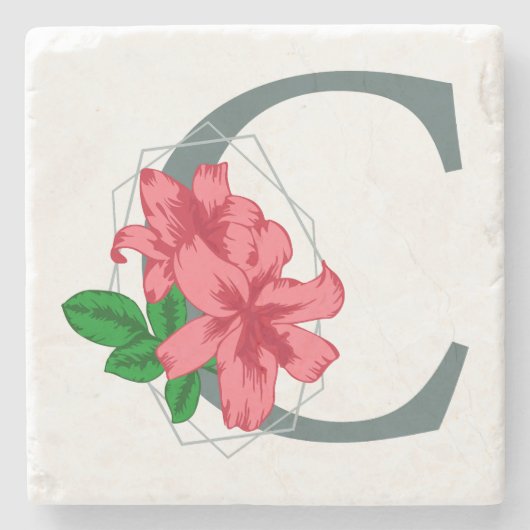 Hauptstadt Buchstabe C florale Monogramm Steinuntersetzer (Vorderseite)