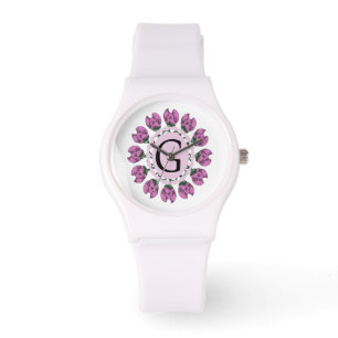 Hauptstadt Buchstabe G florale Monogramm Armbanduhr
