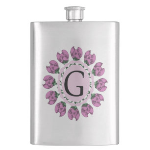 Hauptstadt Buchstabe G florale Monogramm Flachmann