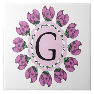 Hauptstadt Buchstabe G florale Monogramm Fliese