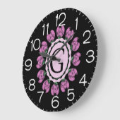 Hauptstadt Buchstabe G florale Monogramm Große Wanduhr (Winkel)