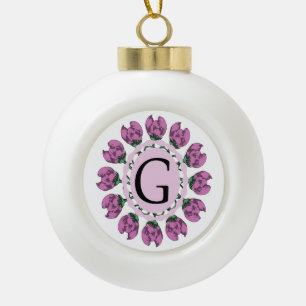 Hauptstadt Buchstabe G florale Monogramm Keramik Kugel-Ornament