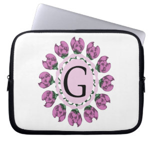 Hauptstadt Buchstabe G florale Monogramm Laptopschutzhülle