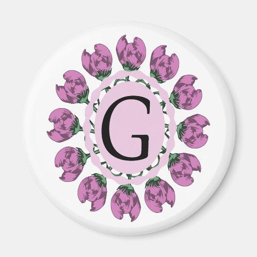 Hauptstadt Buchstabe G florale Monogramm Magnet (Vorne)
