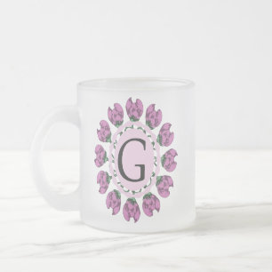 Hauptstadt Buchstabe G florale Monogramm Mattglastasse
