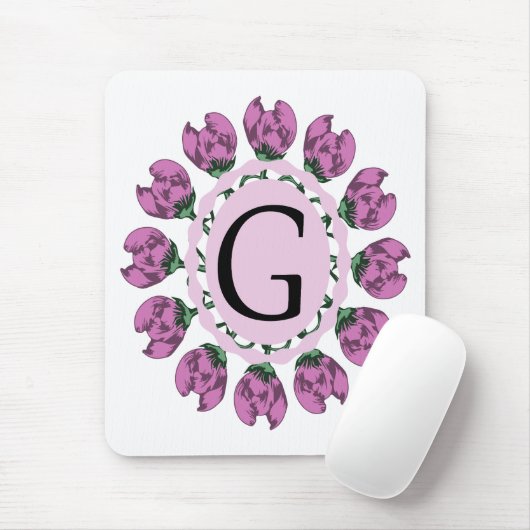 Hauptstadt Buchstabe G florale Monogramm Mousepad (Mit Mouse)