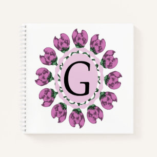 Hauptstadt Buchstabe G florale Monogramm Notizblock