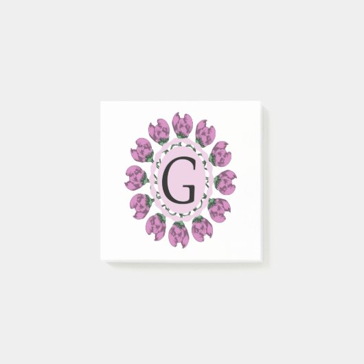 Hauptstadt Buchstabe G florale Monogramm Post-it Klebezettel (Vorderseite)