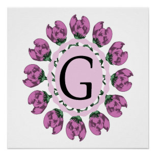 Hauptstadt Buchstabe G florale Monogramm Poster