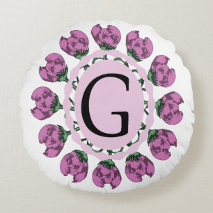 Hauptstadt Buchstabe G florale Monogramm Rundes Kissen
