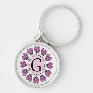 Hauptstadt Buchstabe G florale Monogramm Schlüsselanhänger