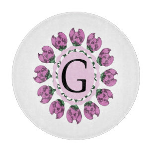 Hauptstadt Buchstabe G florale Monogramm Schneidebrett