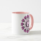 Hauptstadt Buchstabe G florale Monogramm Tasse (VorderseiteRechts)
