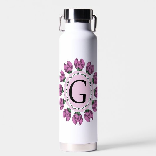 Hauptstadt Buchstabe G florale Monogramm Trinkflasche (Vorne)