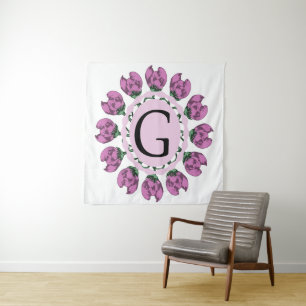Hauptstadt Buchstabe G florale Monogramm Wandteppich