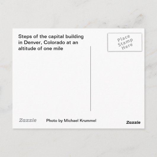 Hauptstadt Colorado Postkarte (Rückseite)