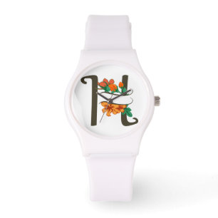 Hauptstadt H florale Monogramm Armbanduhr