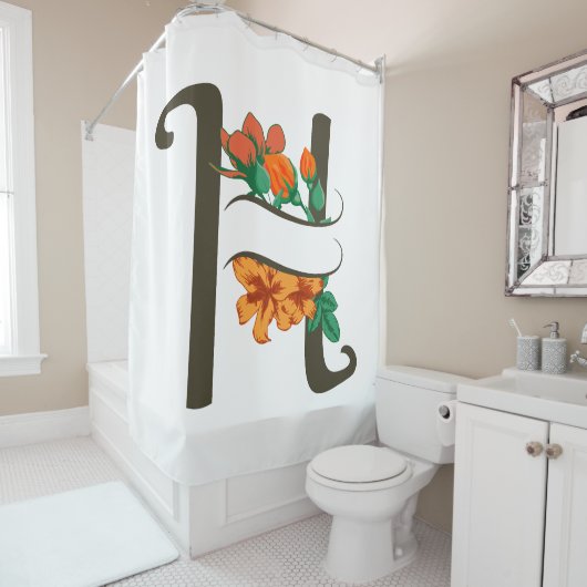 Hauptstadt H florale Monogramm Duschvorhang (Beispiel)