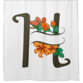 Hauptstadt H florale Monogramm Duschvorhang (Vorderseite)