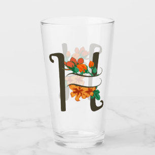 Hauptstadt H florale Monogramm Glas