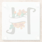 Hauptstadt H florale Monogramm Glasuntersetzer (Rückseite)