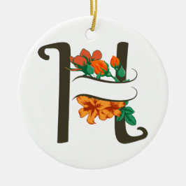 Hauptstadt H florale Monogramm Keramik Ornament