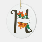 Hauptstadt H florale Monogramm Keramik Ornament (Links)