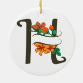 Hauptstadt H florale Monogramm Keramik Ornament (Hinten)