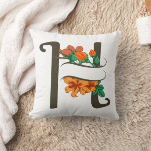 Hauptstadt H florale Monogramm Kissen