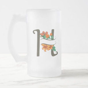 Hauptstadt H florale Monogramm Mattglas Bierglas