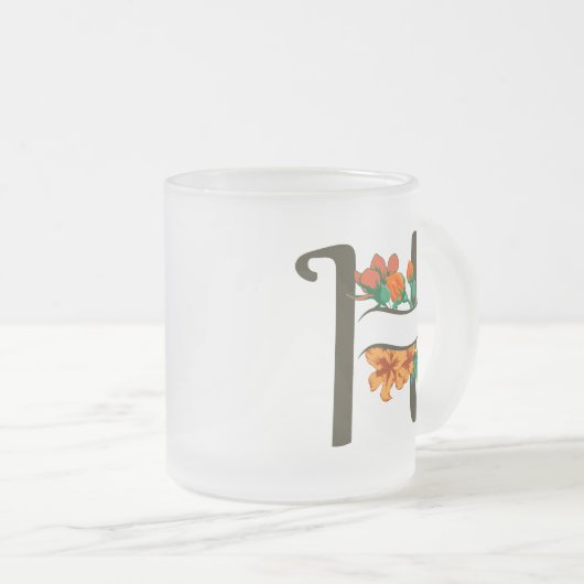 Hauptstadt H florale Monogramm Mattglastasse (VorderseiteRechts)