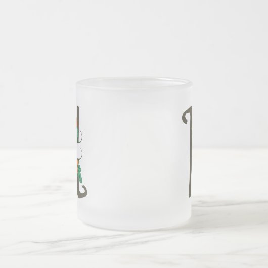 Hauptstadt H florale Monogramm Mattglastasse (Mittel)