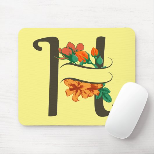 Hauptstadt H florale Monogramm Mousepad (Mit Mouse)