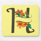 Hauptstadt H florale Monogramm Mousepad (Vorne)
