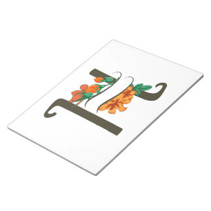 Hauptstadt H florale Monogramm Notizblock