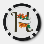 Hauptstadt H florale Monogramm Pokerchips (Rückseite)