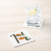 Hauptstadt H florale Monogramm Rechteckiger Pappuntersetzer (Vor Ort)