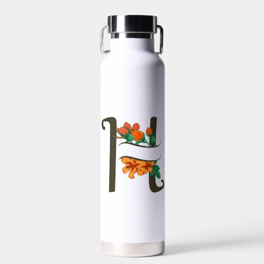 Hauptstadt H florale Monogramm Trinkflasche (Vorne)