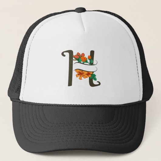 Hauptstadt H florale Monogramm Truckerkappe (Vorderseite)