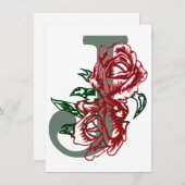 Hauptstadt J floral monogramm Einladung (Vorne/Hinten)