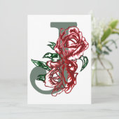 Hauptstadt J floral monogramm Feiertagskarte (Stehend Vorderseite)