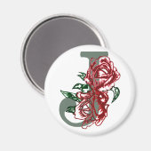 Hauptstadt J floral monogramm Magnet (Vorderseite/Rückseite)