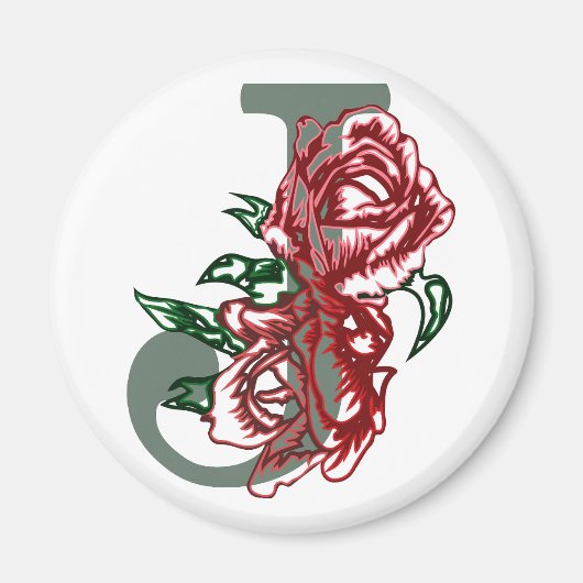 Hauptstadt J floral monogramm Magnet (Vorne)
