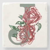 Hauptstadt J floral monogramm Steinuntersetzer (Vorderseite)