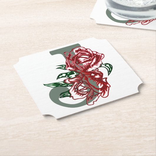 Hauptstadt J floral monogramm Untersetzer (angewinkelt)