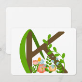 Hauptstadt K florale Monogramm Einladung (Vorne/Hinten)