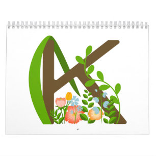 Hauptstadt K florale Monogramm Kalender